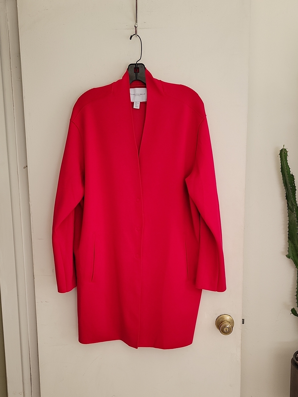 Carolina Belle Hot Pink Open-Front Trench Coat Sz XL NWOT